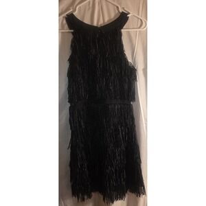 Filly Flair Women's Black Sleeveless Fringed Boho Dress Size S Party Holiday